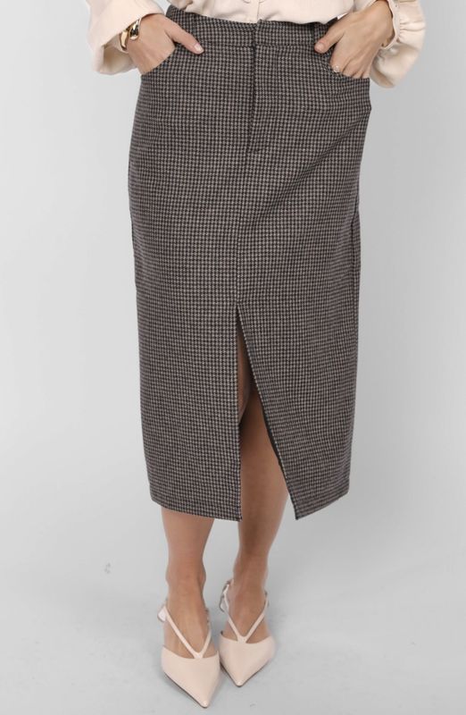 Houndstooth Midi Skirt