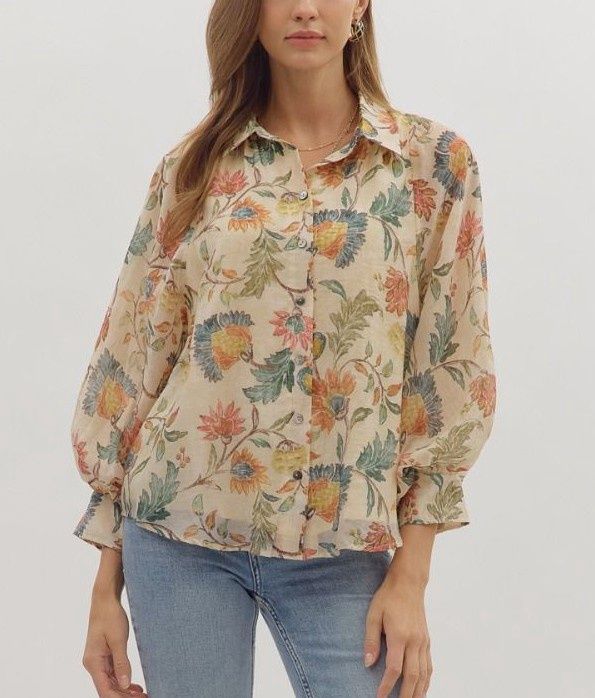 Cream Floral Top