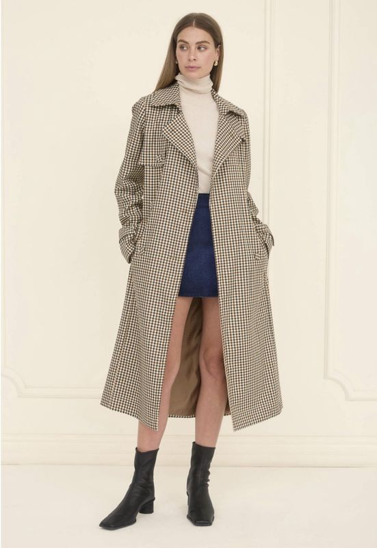 Plaid Trench Coat