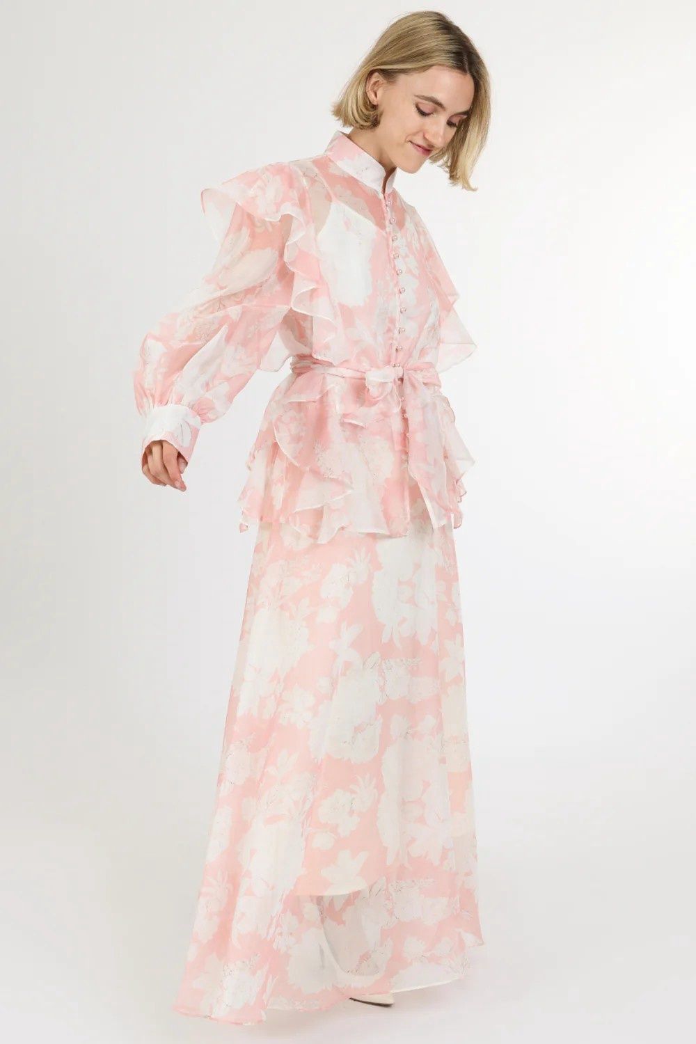 Floral Maxi Skirt and Blouse Set