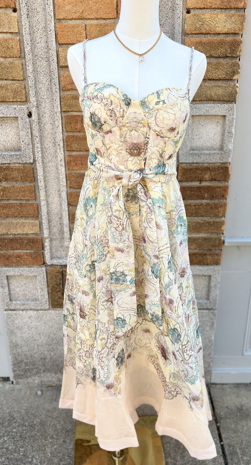 Yellow Printed Linen Dress