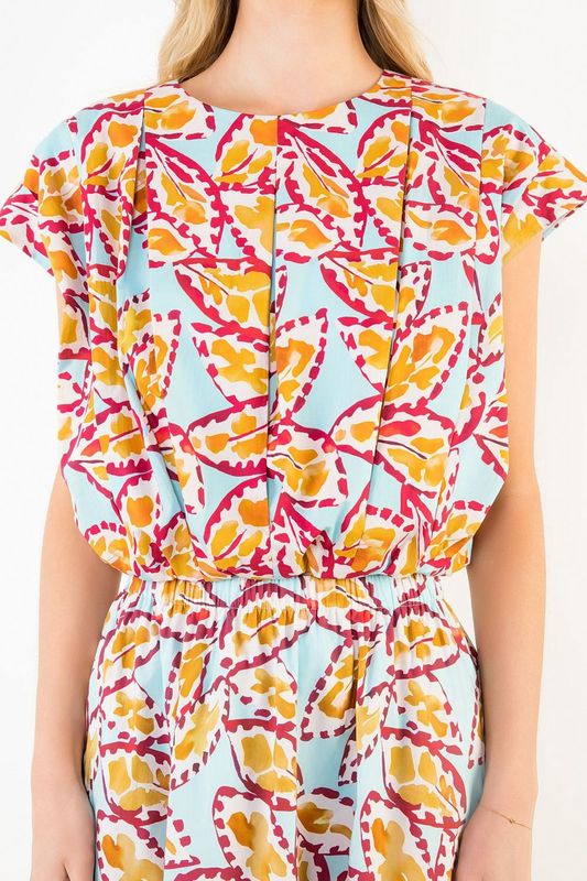Printed Bubble Hem Top