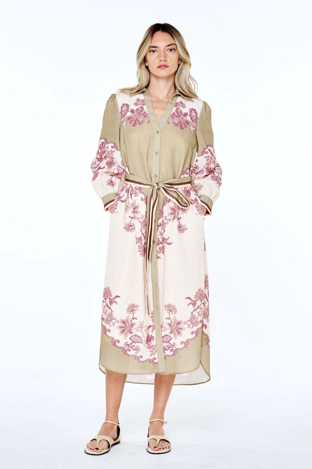 Tie Waist Printed Midi
