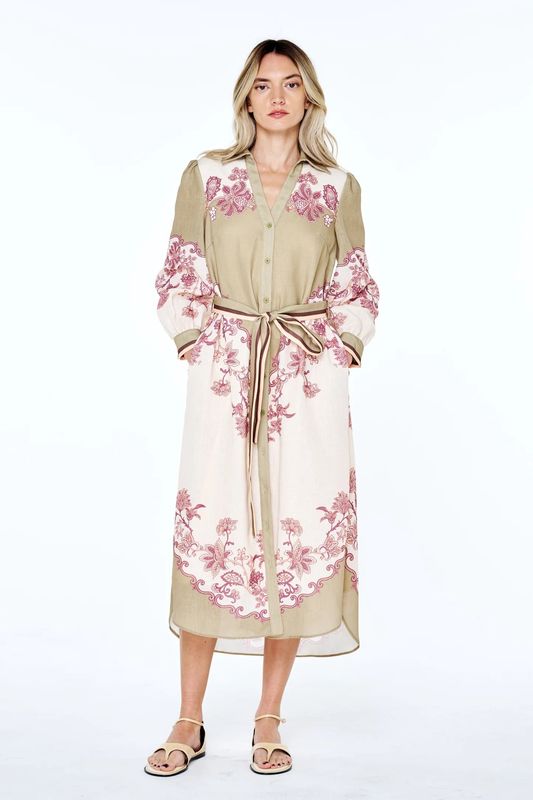 Tie Waist Printed Midi