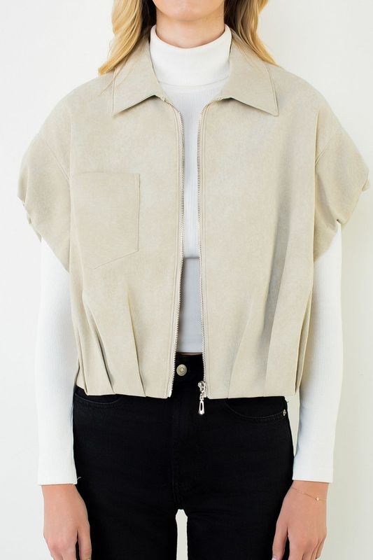 Faux Leather Zip Up Jacket