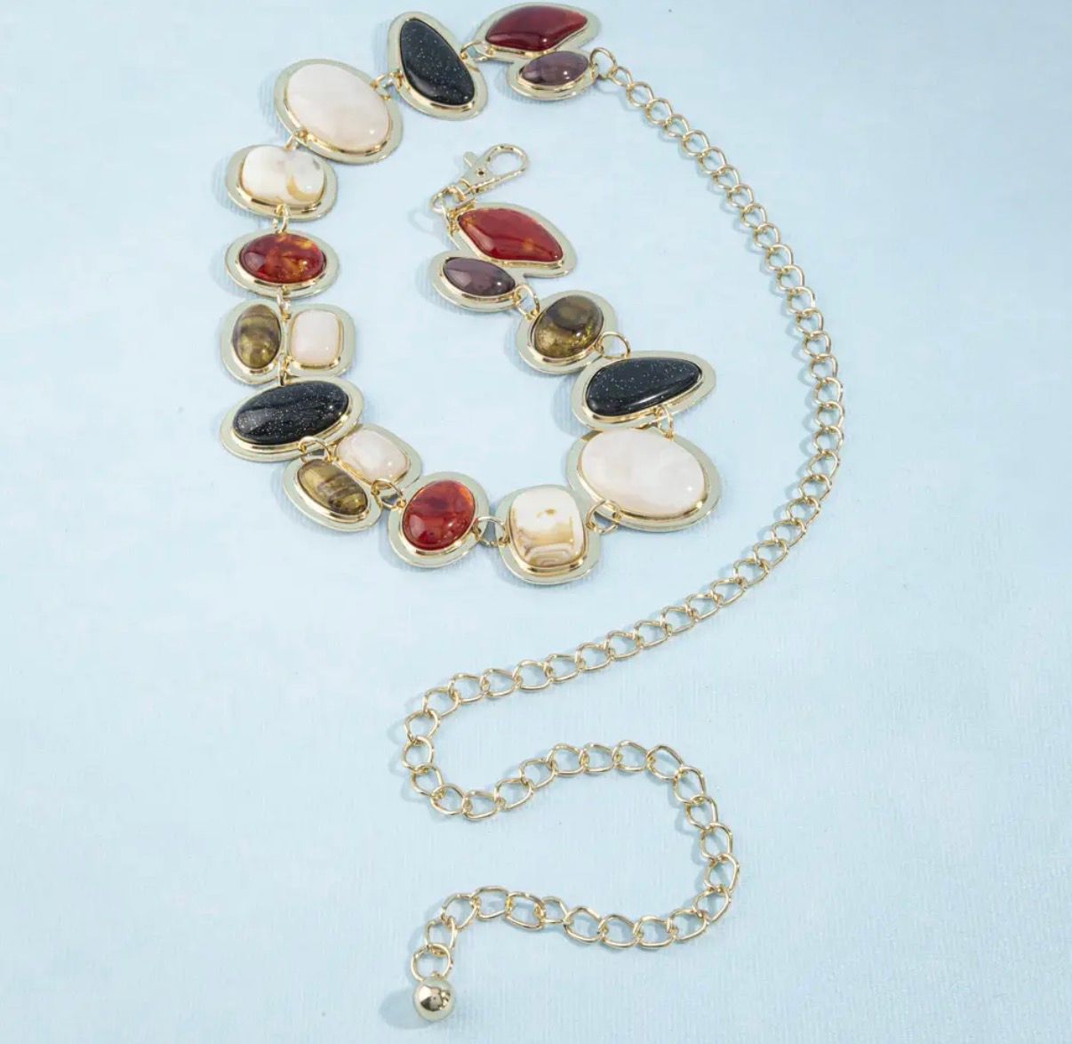Multi Stone Link Chain Belt
