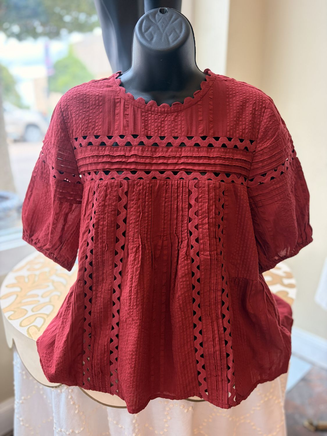 Crimson Gauze Top