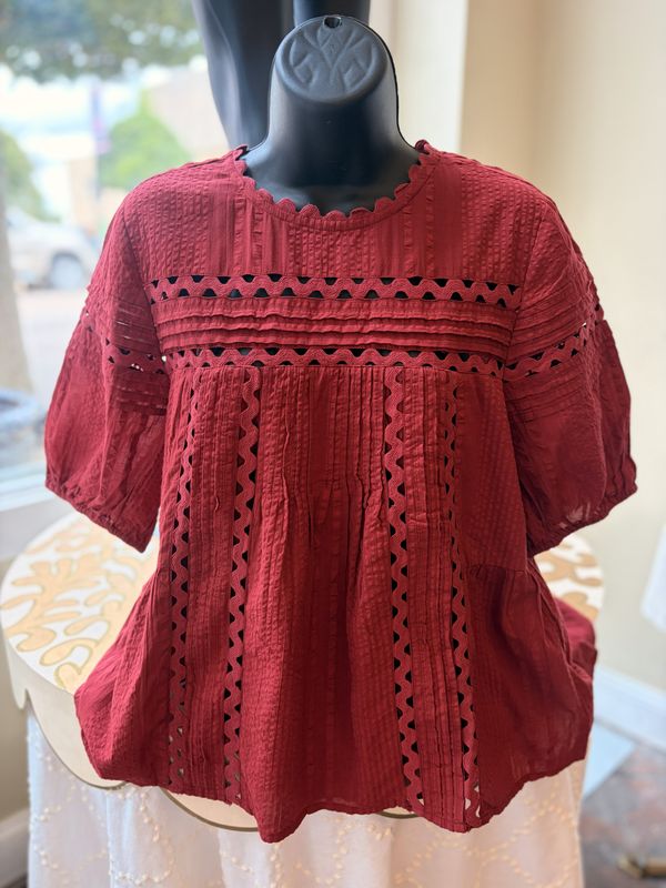 Crimson Gauze Top