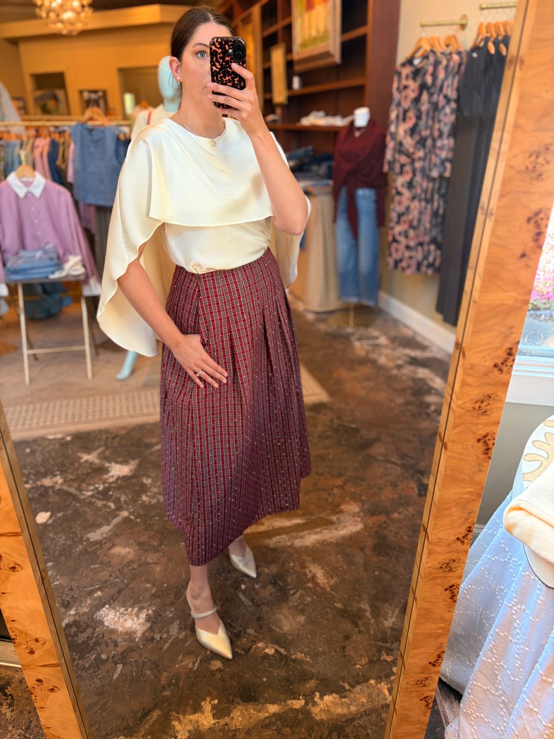 Pleated Plaid Skirt