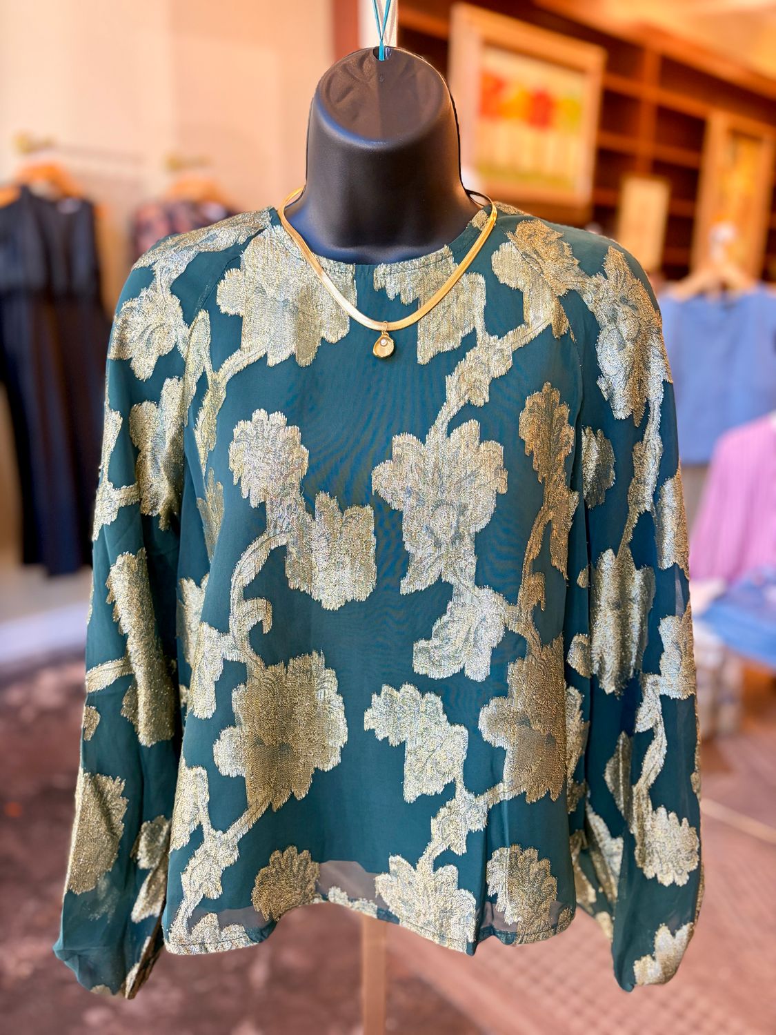 Metallic Jacquard Blouse