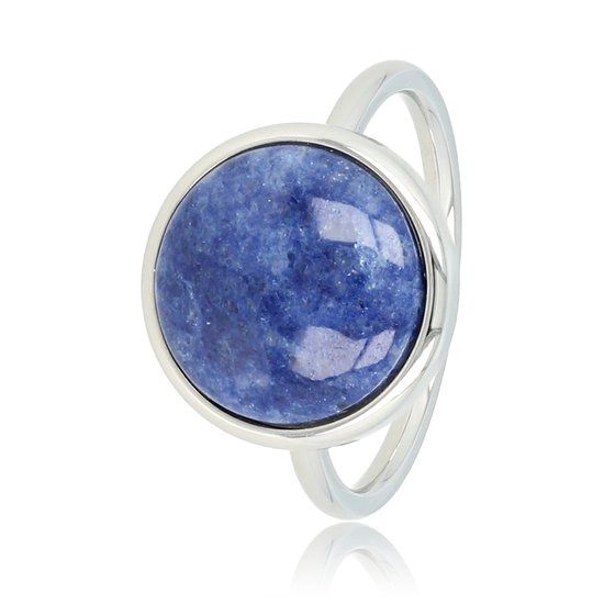 Ring zilverkleurig met Lapis Lazuli edelsteen - My Bendel, Size: Maat 16