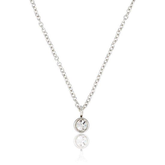 Zilveren ketting met kristal Zirkonia steentje - My Bendel