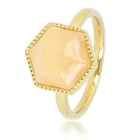 Gouden ring met grote rozekwarts edelsteen - My Bendel