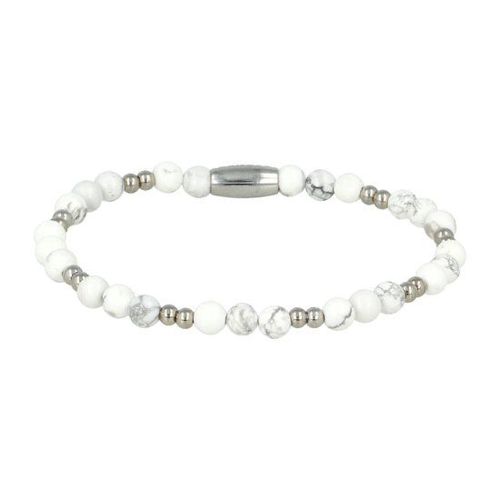 Fijne zilveren elastische armband Howliet edelsteen 4mm - My Bendel