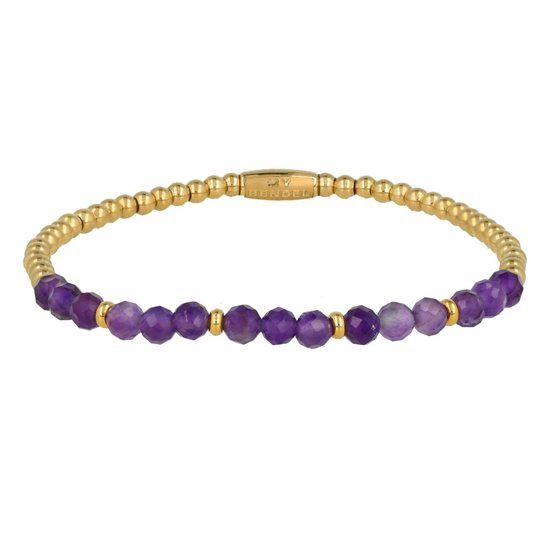 Gouden armband Amethyst edelstenen bedels - My Bendel