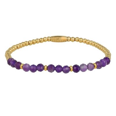 Gouden armband Amethyst edelstenen bedels - My Bendel