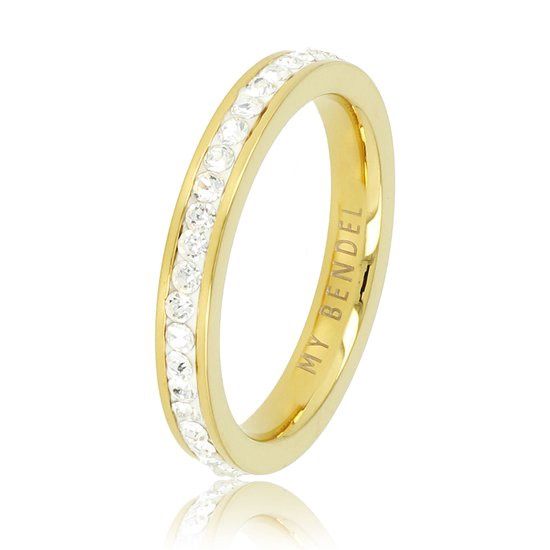Ring met zirkonia steentjes - Goud - 3 mm - My Bendel
