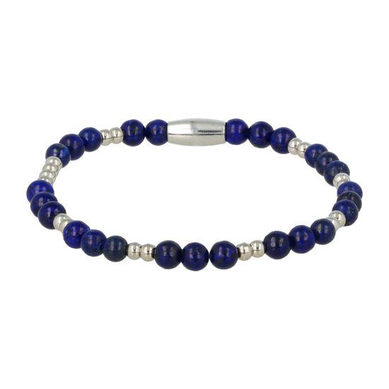 Fijne zilveren elastische armband Lapis Lazuli edelsteen 4mm - My Bendel