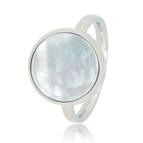 Ring zilver met echte 12 mm grote Parelmoer - My Bendel