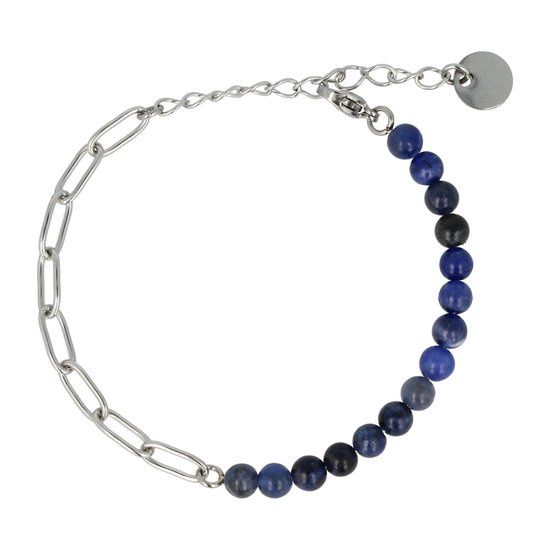 Combi Schakelarmband zilver sodaliet edelsteen - My Bendel