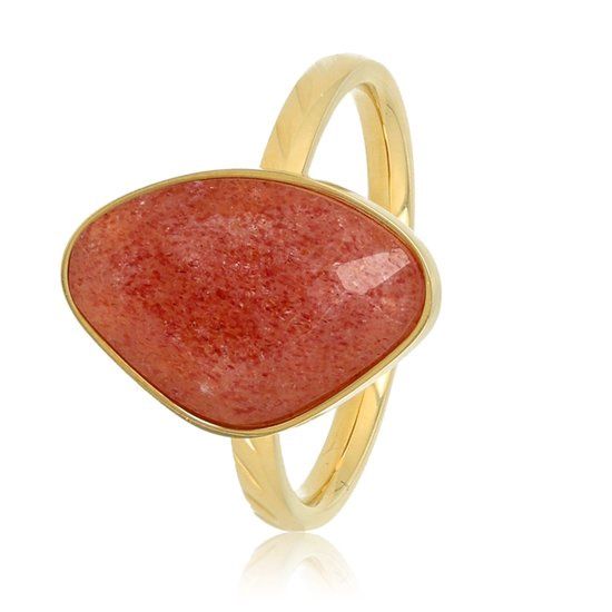 Gouden ring met aardbeienkwarts edelsteen - My Bendel