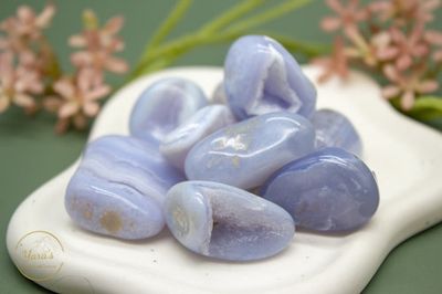 Blauwe Chalcedoon (Blue Lace Agaat) zaksteen 10-20g