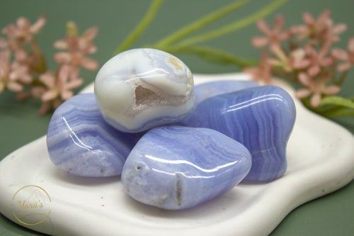 Blauwe Chalcedoon (Blue Lace Agaat) zaksteen 20-30g
