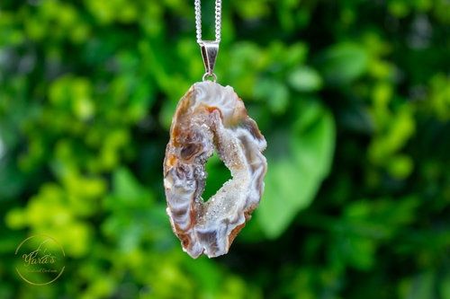Agaat hanger met Zilverkleurig Oogje