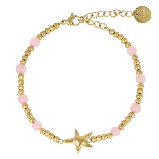 Schakelarmband met zomerse zeester en Rozenkwarts - My Bendel