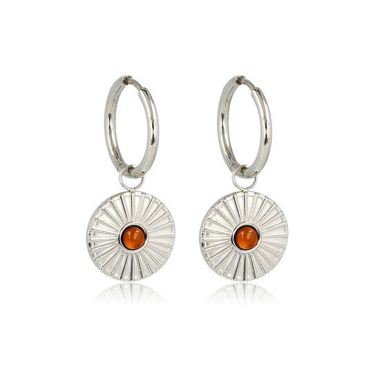 Zilveren oorbellen Carnelian zonnetje - My Bendel