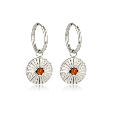 Zilveren oorbellen Carnelian zonnetje - My Bendel
