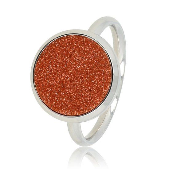 Zilveren ring met goudstroom edelsteen - My Bendel, Maat: Maat 18