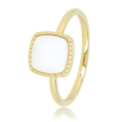 Gouden zegelring met witte aventurijn edelsteen - My Bendel