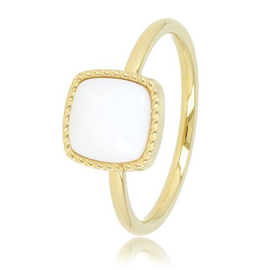 Gouden zegelring met witte aventurijn edelsteen - My Bendel