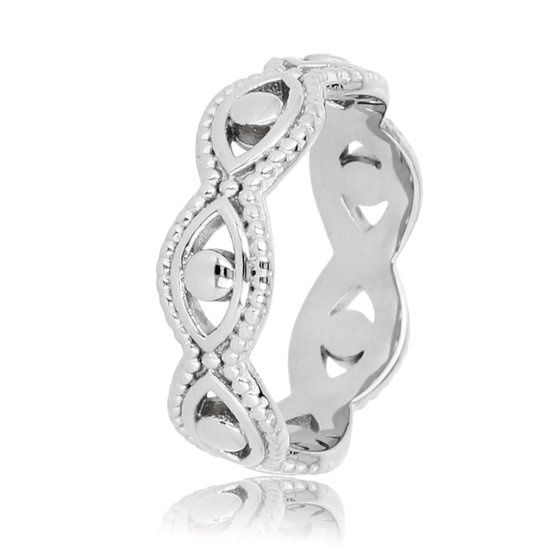 Zilveren gevlochten open ring - My Bendel, Maat: Maat 16