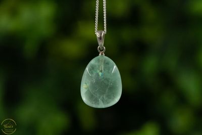 Groene Fluoriet hanger zilver