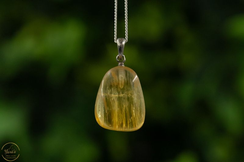 Gele Fluoriet hanger zilver