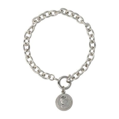 Zilveren schakelarmband met munt bedel - My Bendel