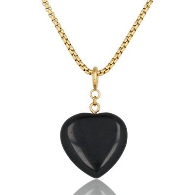 Lange boxketting met Onyx hart - My Bendel