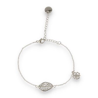 Zilveren bedelarmband met klavertje - My Bendel