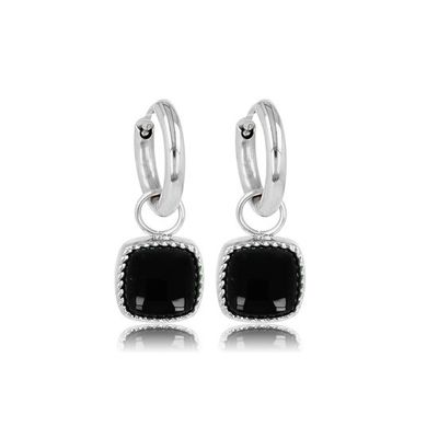 Zilveren oorbellen met Onyx edelsteen 10mm - My Bendel