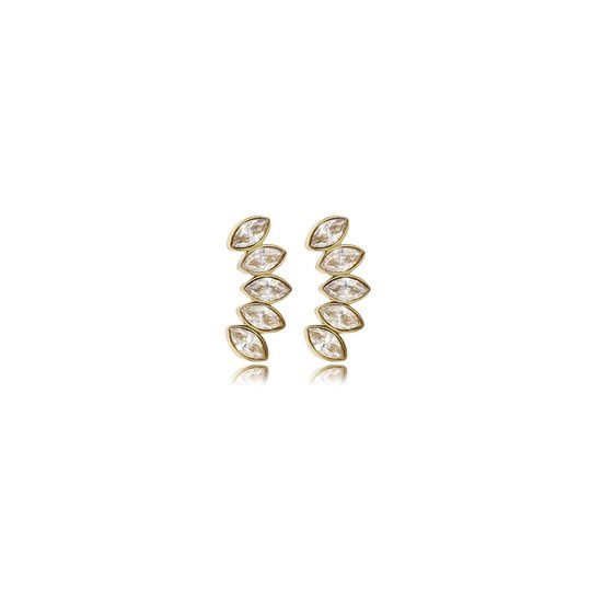 Gouden oorsteker met kristal glasstenen - My Bendel