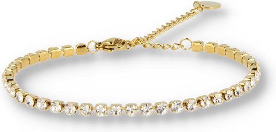 Tennisarmband goud met wit zirkonia - My Bendel