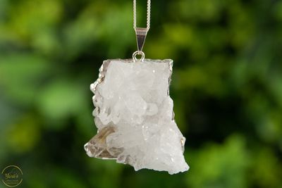 Bergkristal cluster hanger verzilverd - 27.43 gram