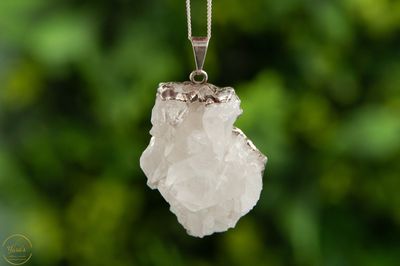 Bergkristal cluster hanger verzilverd - 21.44 gram