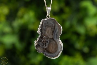 Hanger chalcedoon roos met verzilverde rand - 11.04 gram