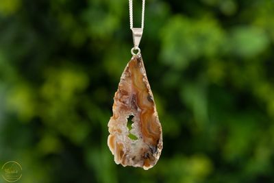 Agaat geode hanger verzilverd - 6.85 gram
