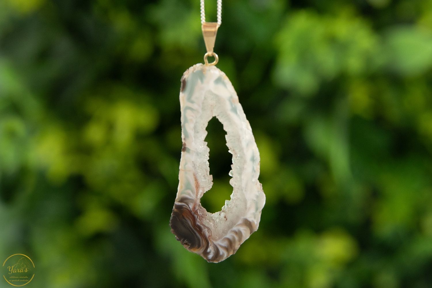 Agaat geode hanger verguld 7.93 gram