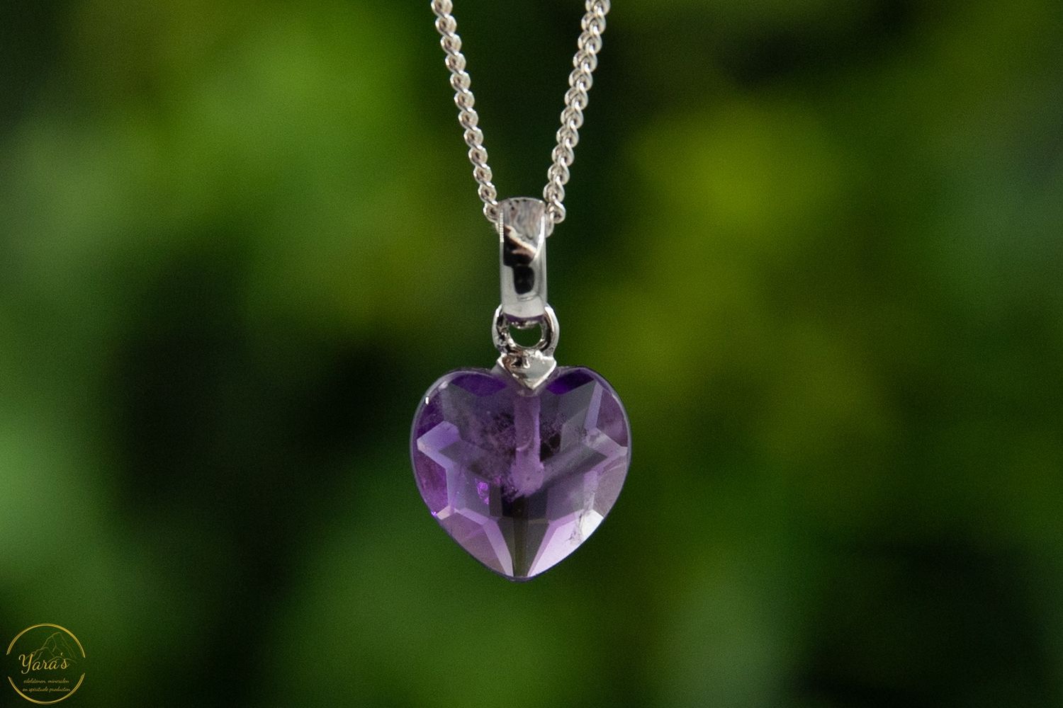 Amethist hanger hartje zilver
