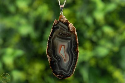 Agaat schijf hanger verzilverd - 18.76 gram